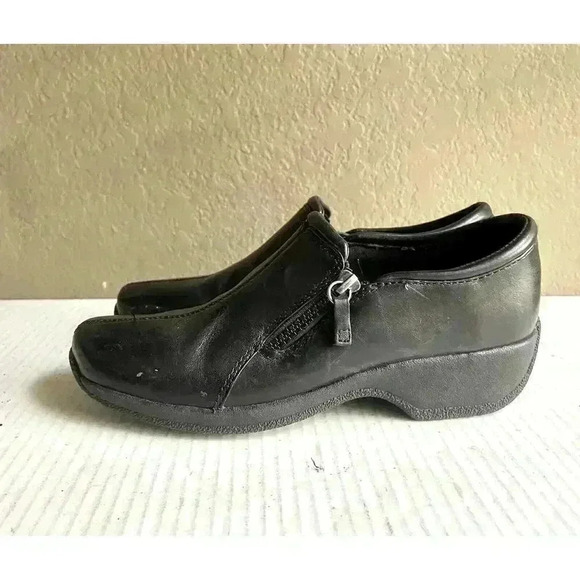 Clarks Leather Black Side Zip Slip Comfort Loafers 73885 Women’s Size 6 M - Picture 5 of 10